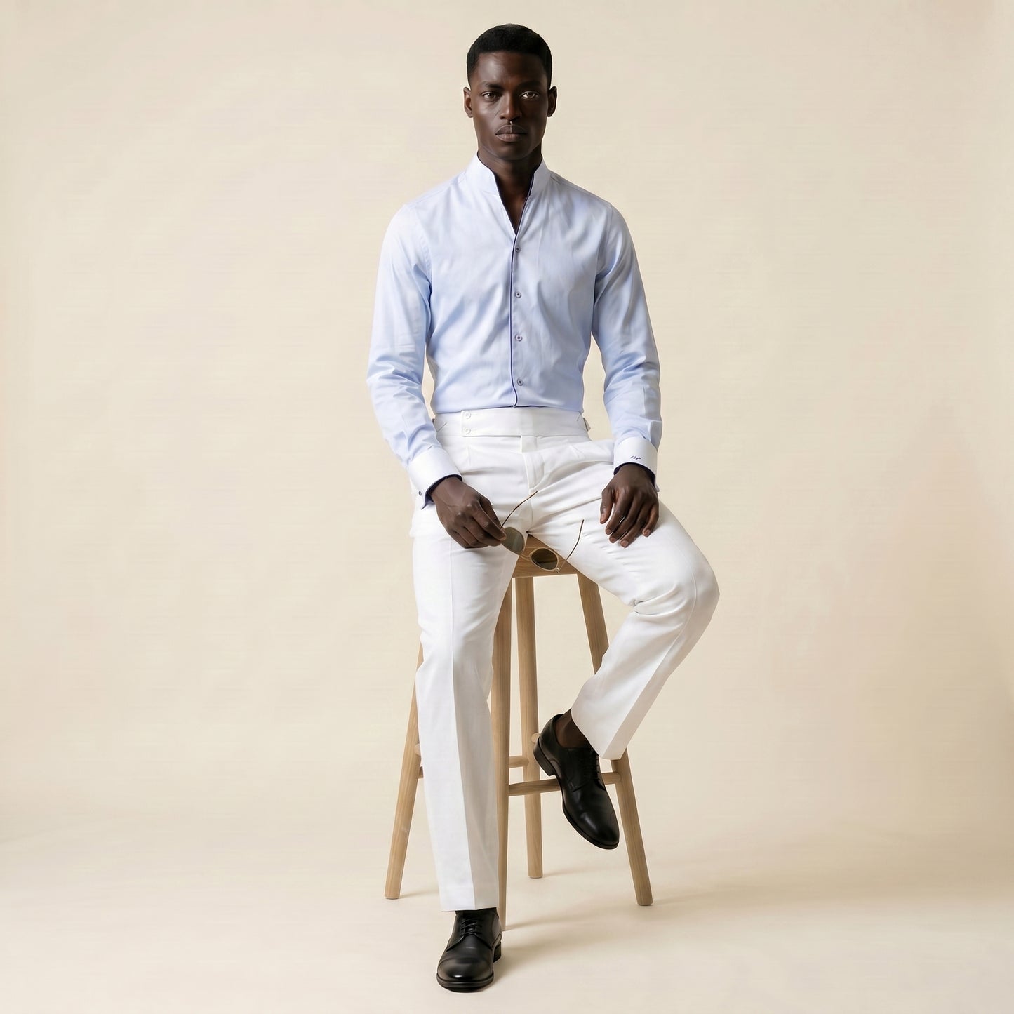 Shirt, Light Blue Twill, Pure Cotton