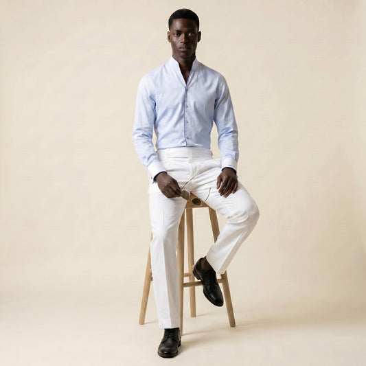 Shirt, Light Blue Twill, Pure Cotton