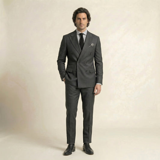 Double Breasted 6 on 2, 2 pcs Suit, Grey, Pure Wool, Zignone