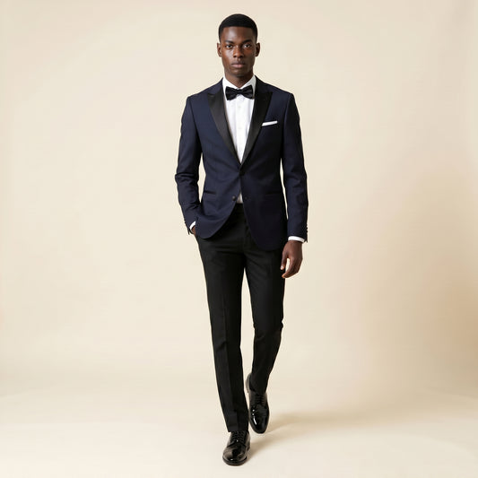 Notch Satin Lapel, Navy, Dinner Jacket Tuxedo, Wool & Mohair, Zignone