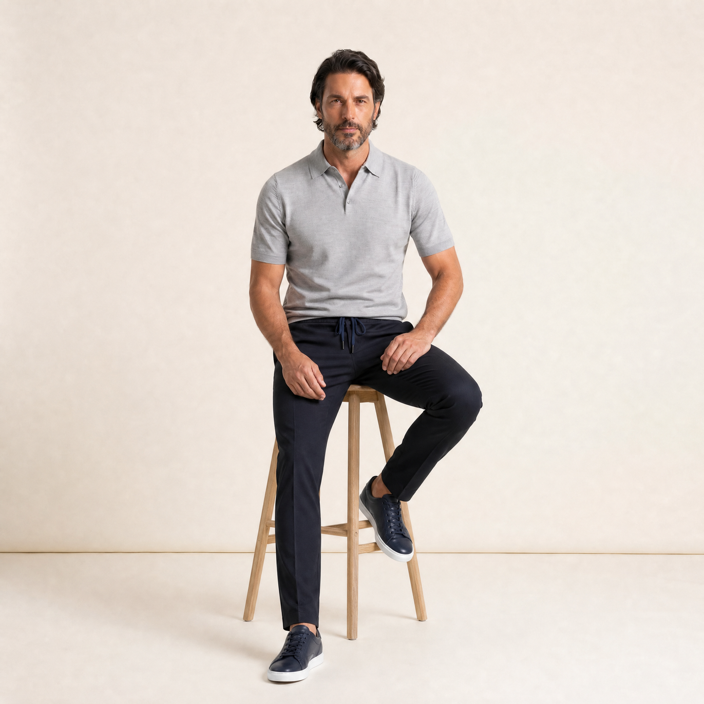 Short Sleeve Polo Button  │ Grey