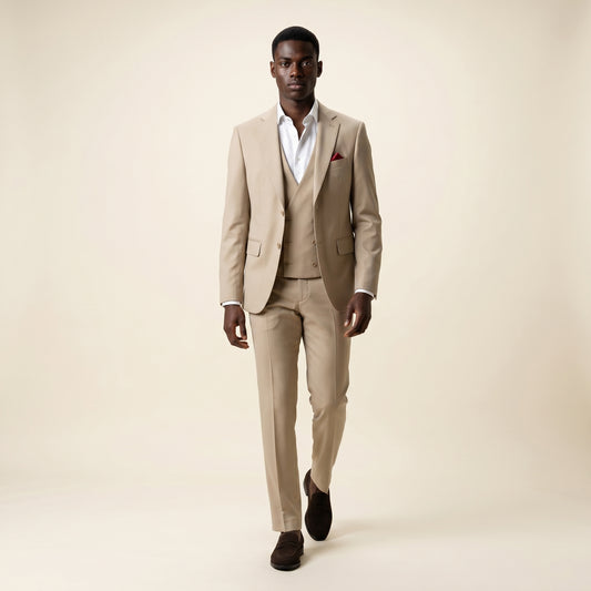 Notch Lapel, 2 pcs Suit, Beige, Pure Wool, Vitale Barberis