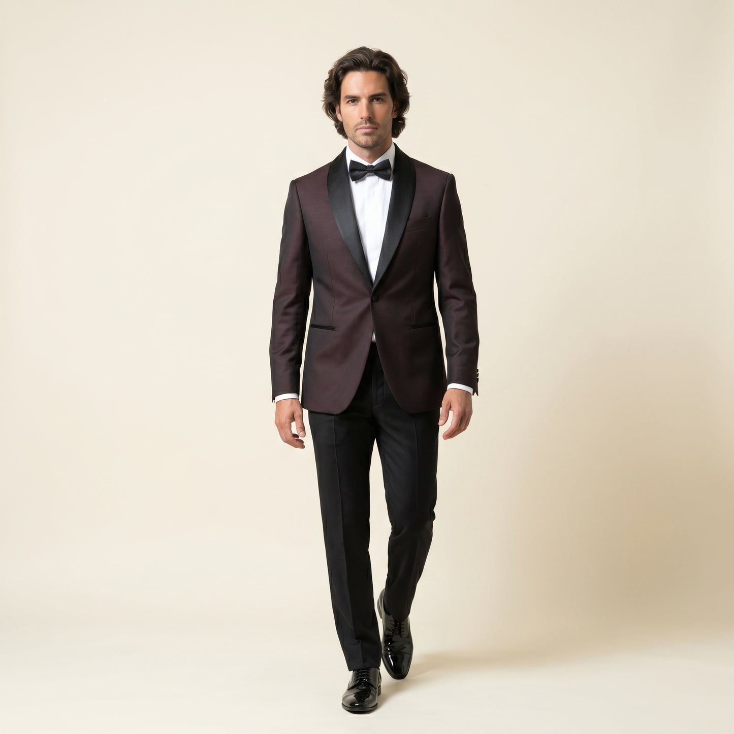 Shawl Satin Lapel, Bordeaux, Tuxedo Jacket, Pure Wool, Zignone