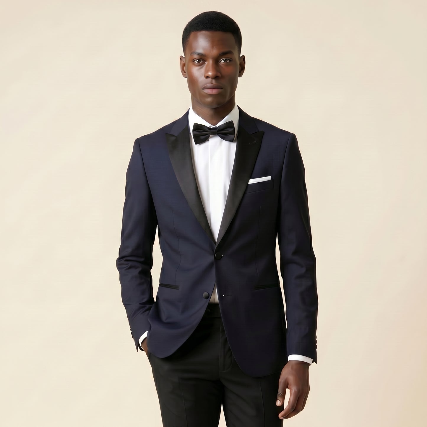 Notch Satin Lapel, Navy, Dinner Jacket Tuxedo, Wool & Mohair, Zignone