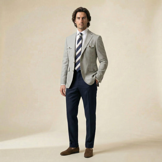 Safari Jacket, Beige, Pure Wool, Super 150's, Loro Piana