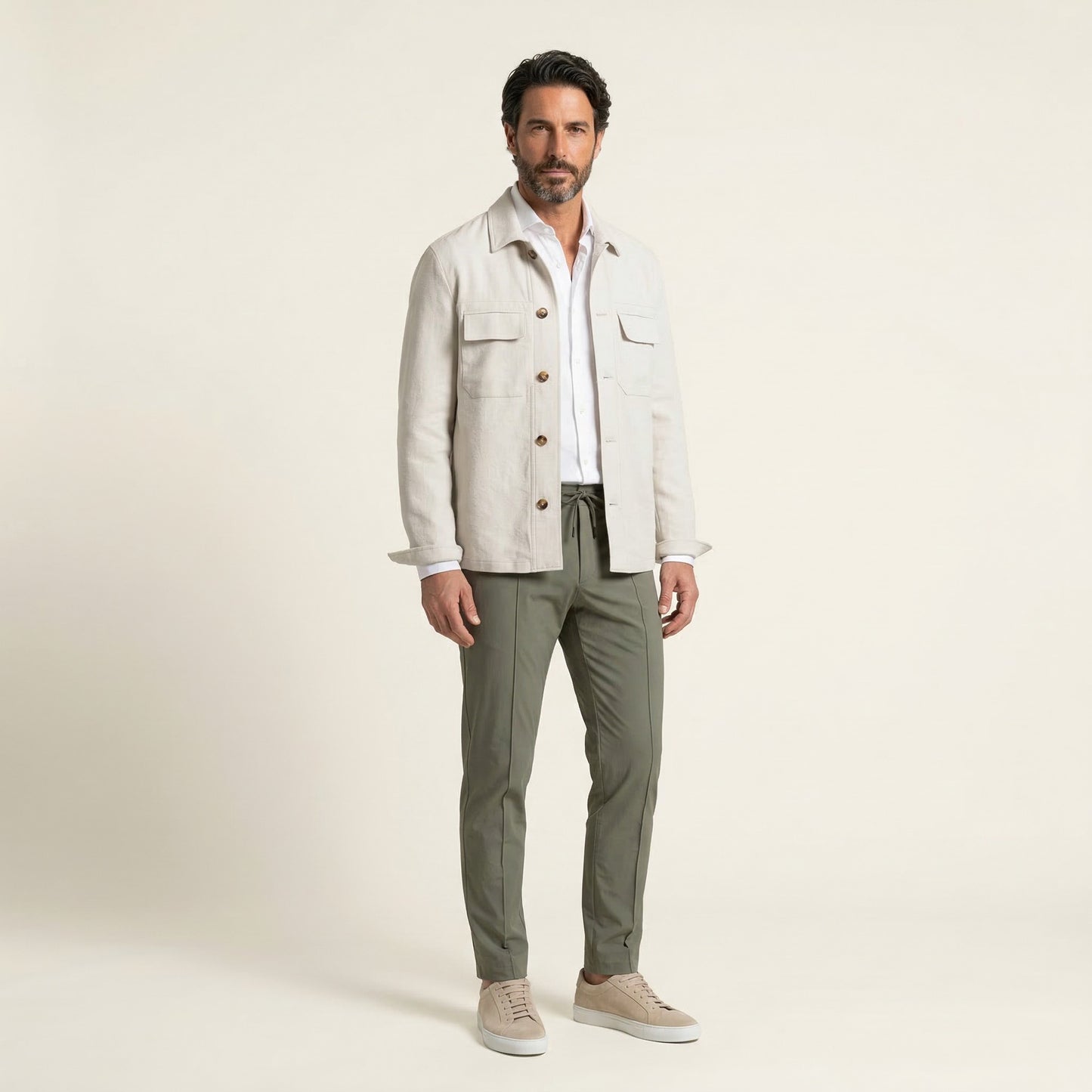 Work Jacket, Beige, Japanese Tec fabric