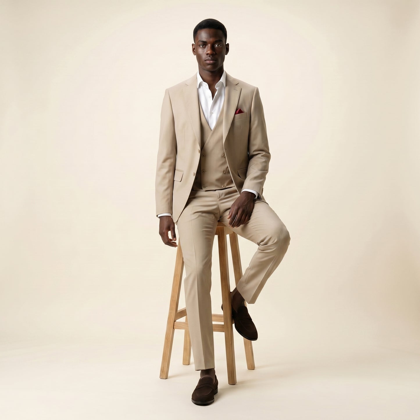 Notch Lapel, 2 pcs Suit, Beige, Pure Wool, Vitale Barberis