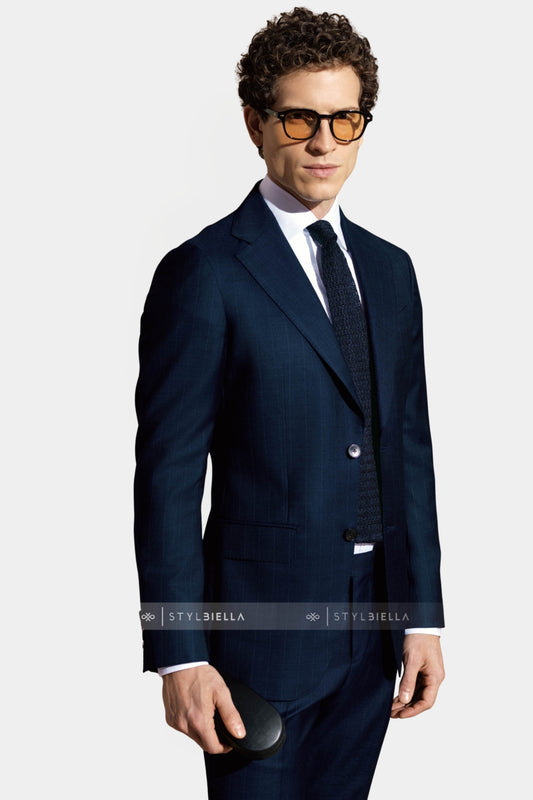 Notch Lapel, Navy with Stripes Suit