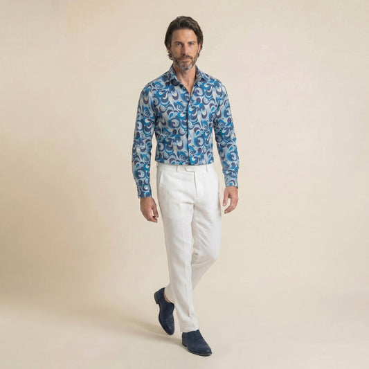 Shirt, Multicolor, Narciso Silk II, Pure Silk, Carnet