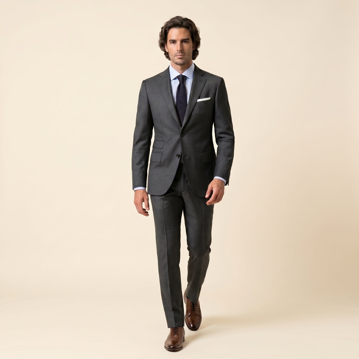 Notch Lapel, Suit 2 pcs, Dark Grey, Pure Wool, Super 110'S, Reda