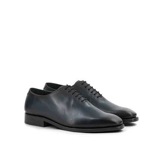 Leather Whole Cut Savile │ Navy Burn-Effect