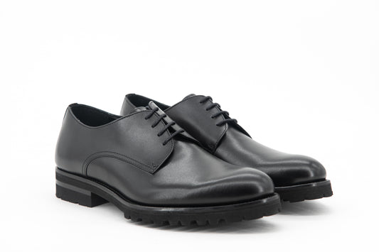Leather Derby Zurigo │ Patent Black with Commando Soles