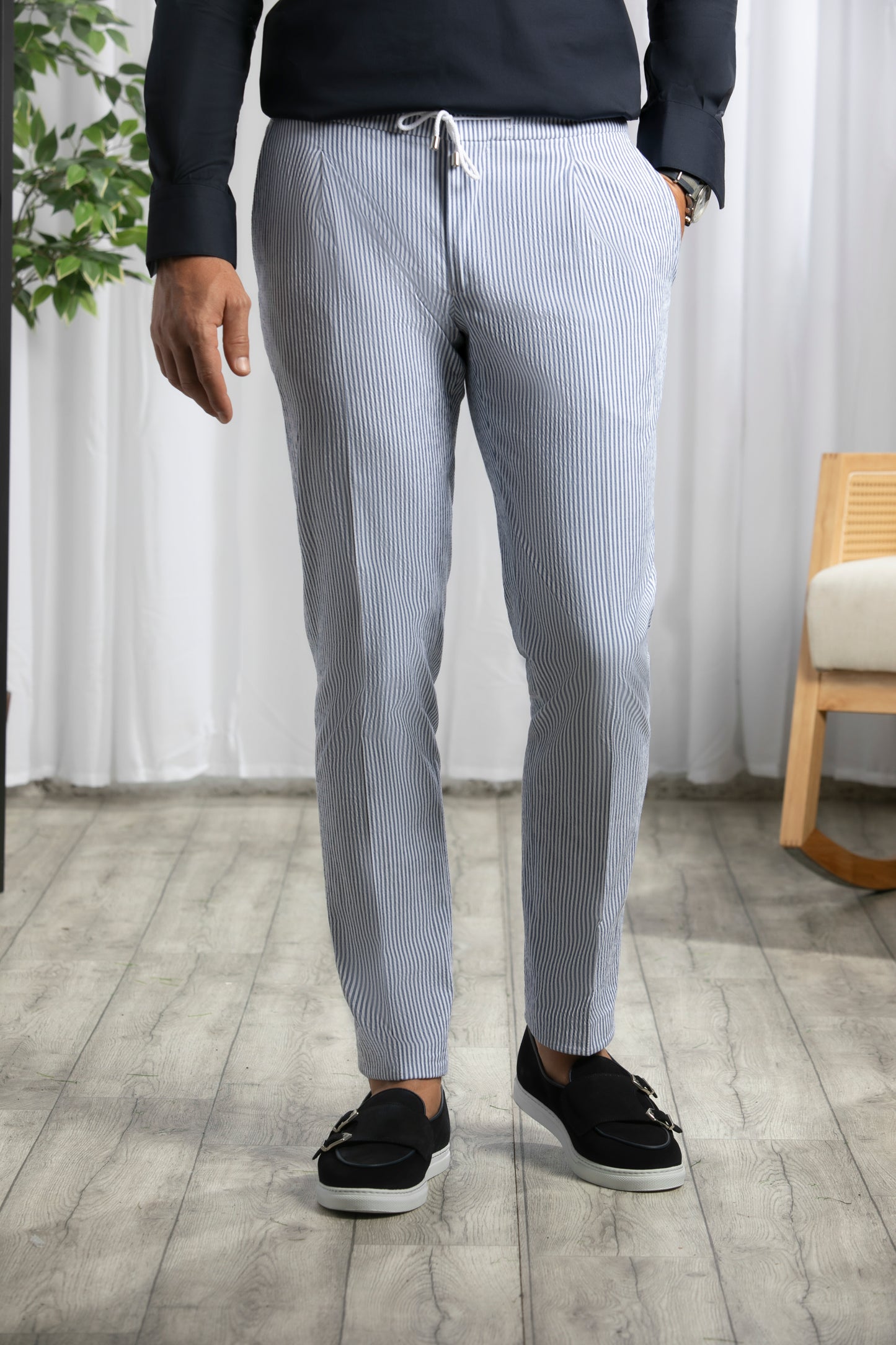 Jog Pants Seersucker │ Blue Stripes