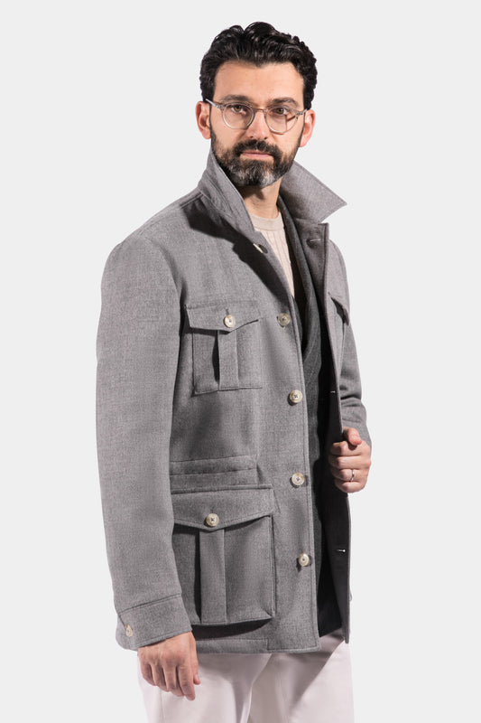 Safari Jacket, Light Grey, Loro Piana, Jacket Only