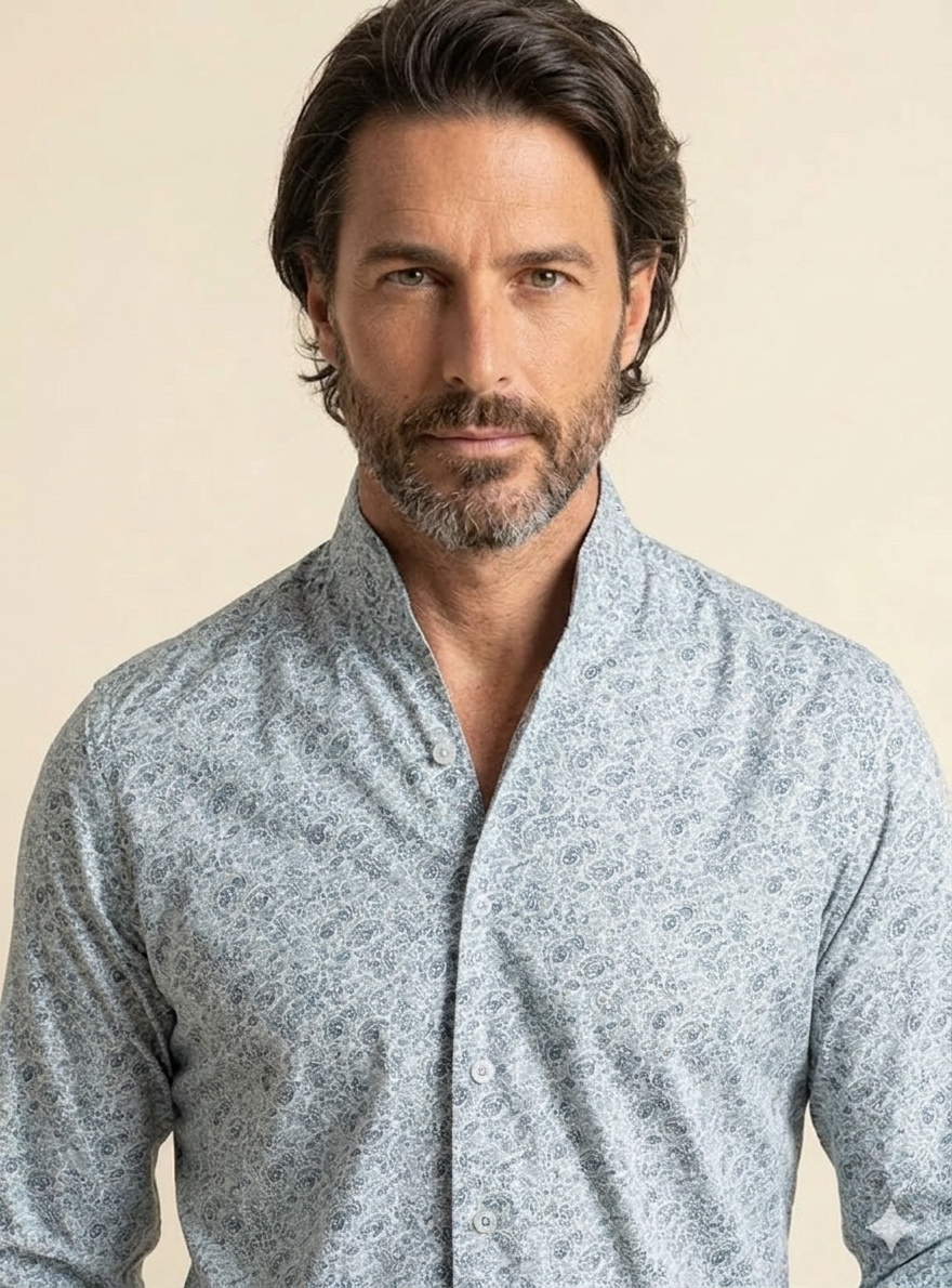 Shirt, Popelin Blue Flowers, Pure Cotton, Liberty