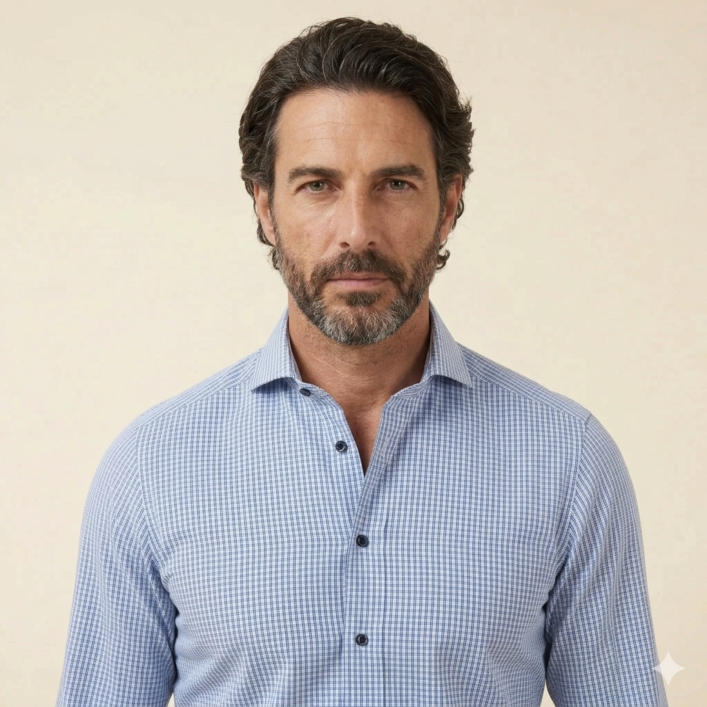 Shirt, Blue Stripes, Polyamide & Elastane, Canclini