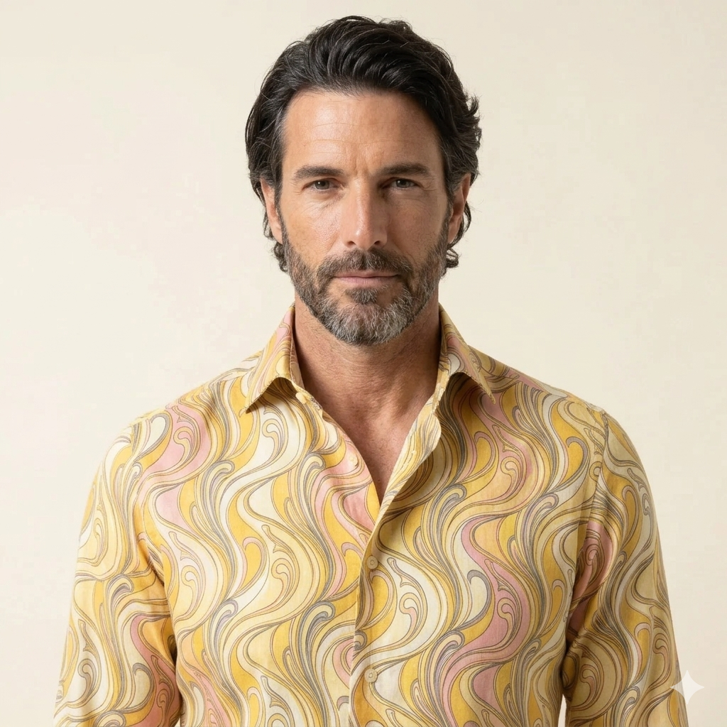 Shirt, Multicolor, Narciso Silk II, Pure Silk, Carnet