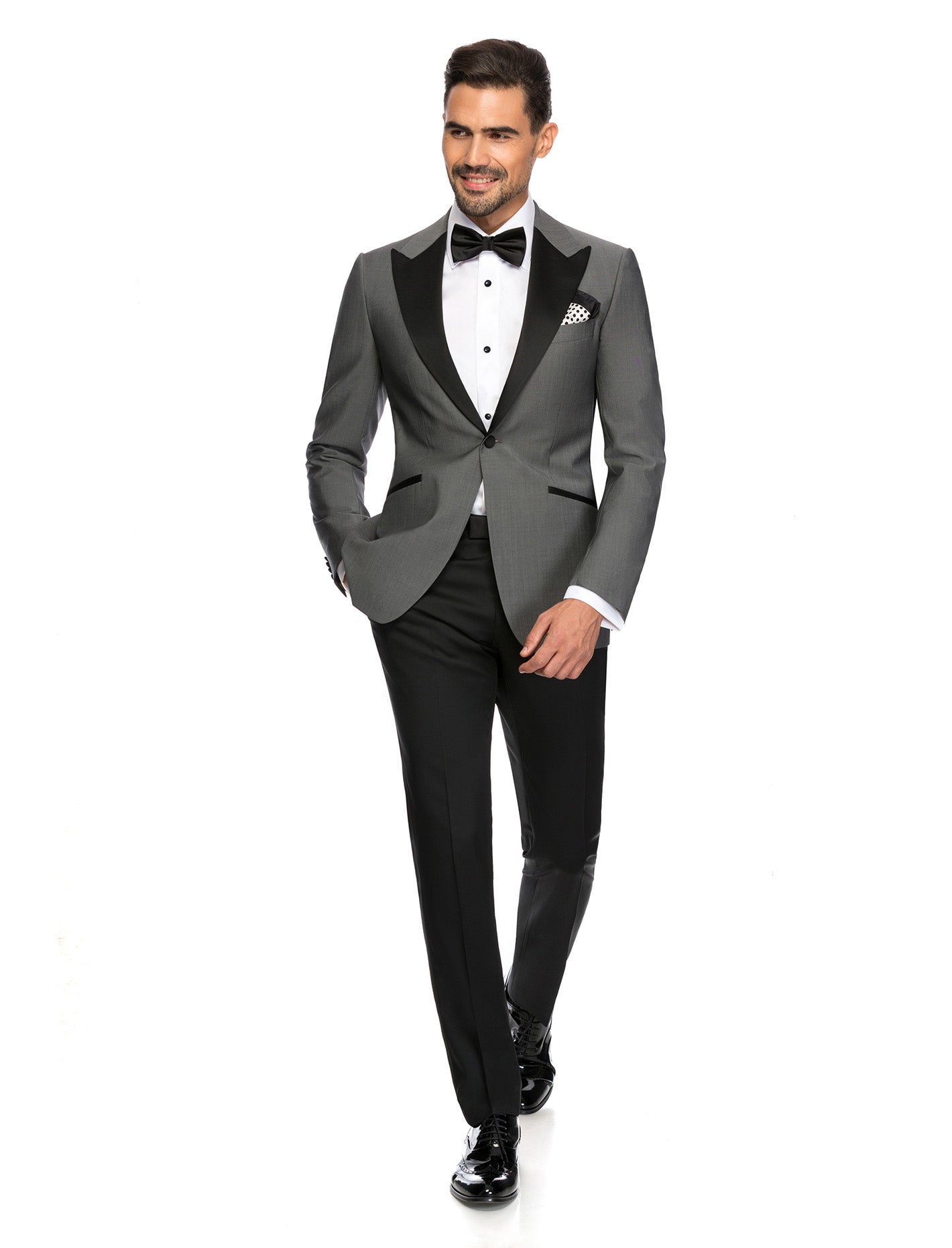 Peak Satin Lapel, Light Grey, Tuxedo, Loro Piana