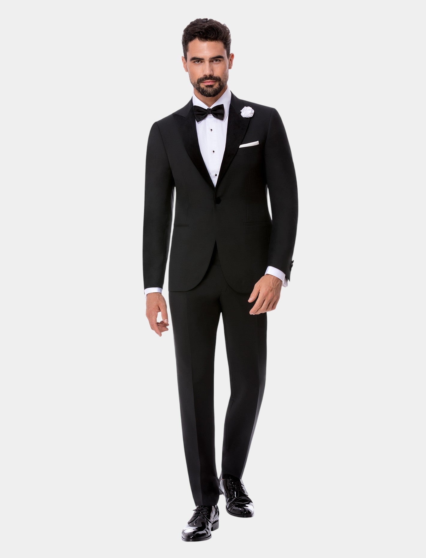 Peak Lapel, Black, Tuxedo, Loro Piana "Kid Mohair"