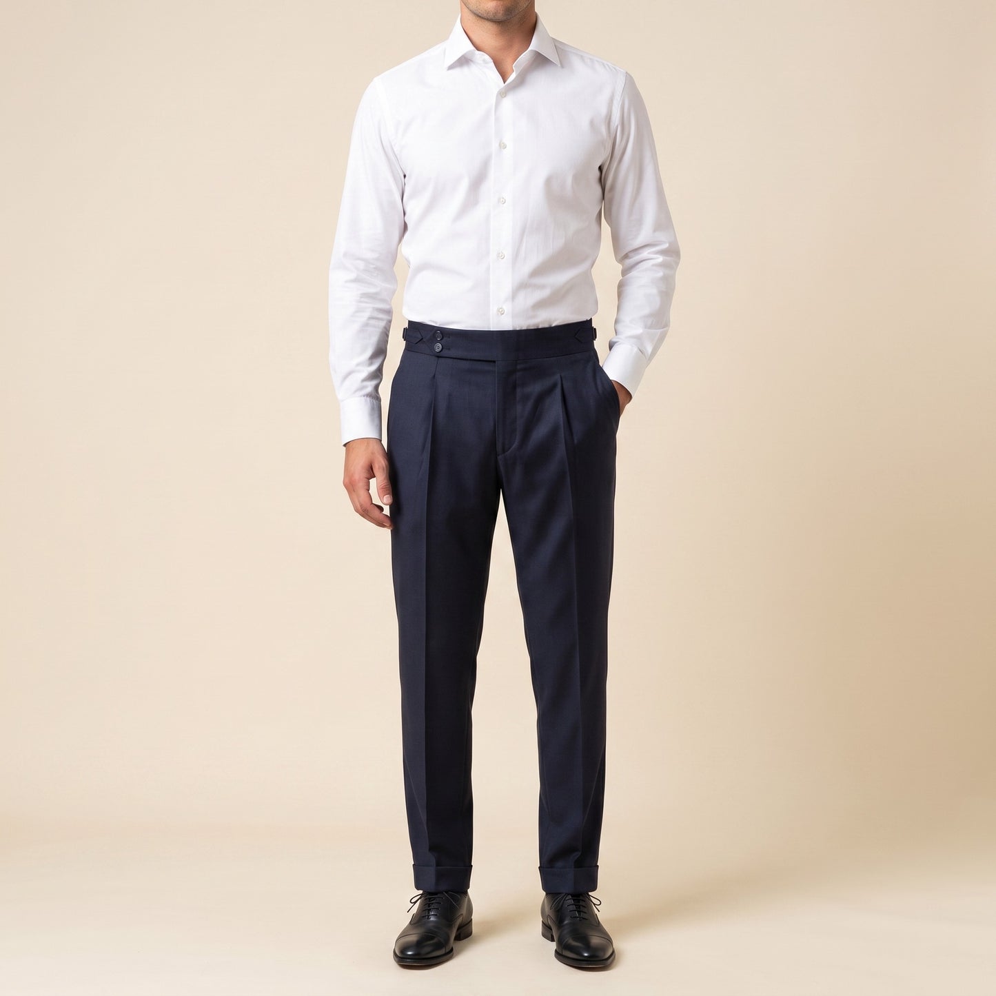 Double Breasted, 2 pcs Suit, Navy, Pure Wool, Delfino Super 130's