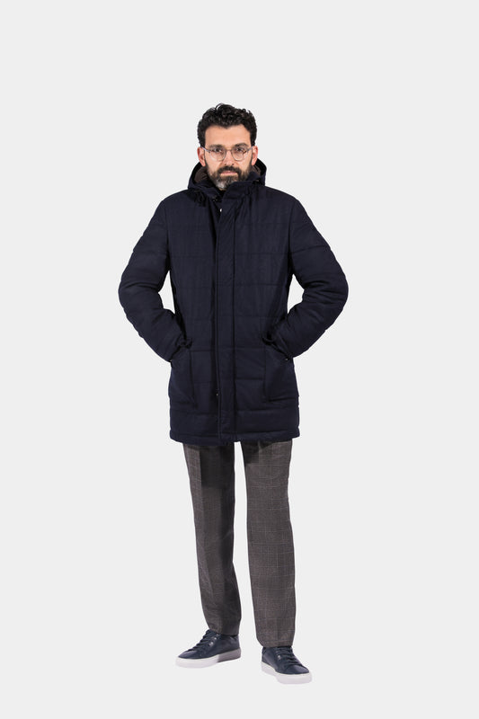 Quilted Parka Jacket, Navy, Vitale Barberis, Jacket Only