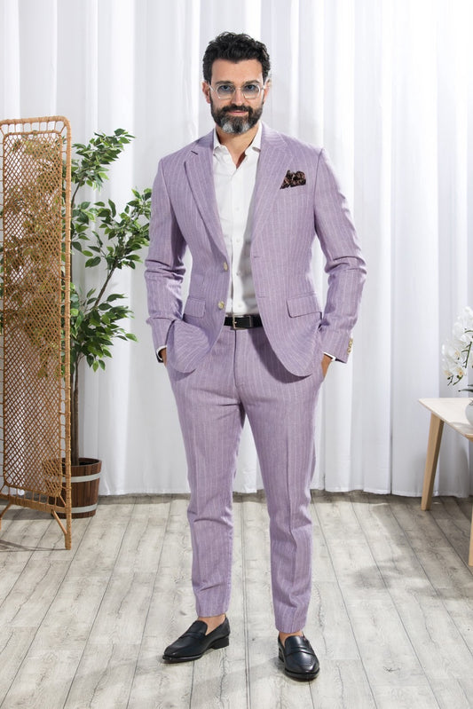 Notch Lapel, Lila with Stripes Suit