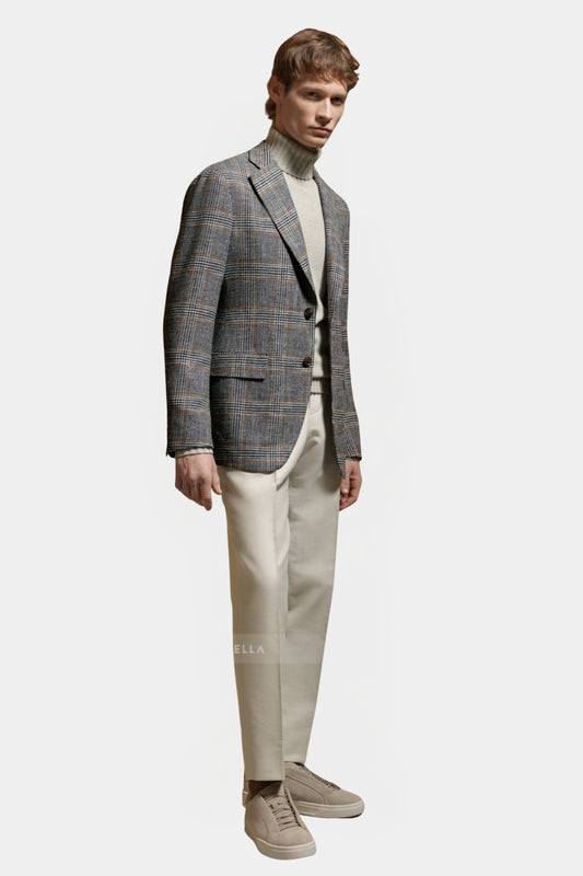 Notch Lapel, Grey Prince de Galles, Jacket Only