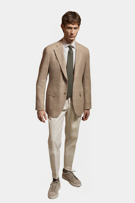 Notch Lapel, Beige Checks, Jacket Only