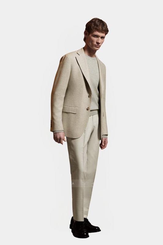 Notch Lapel, Sand Prince de Galles, Jacket Only