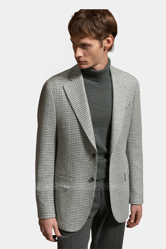 Notch Lapel, Mid Grey Houndstooth, Jacket Only