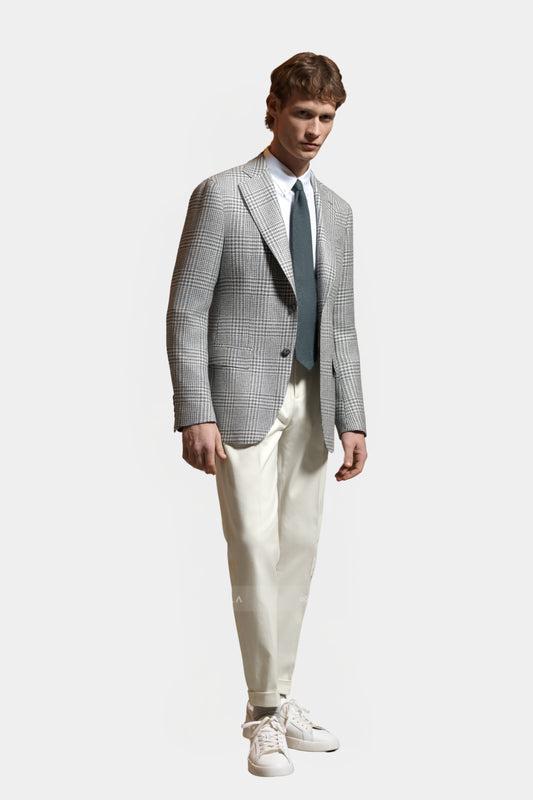 Notch Lapel, Grey Prince de Galles Houndstooth, Jacket Only