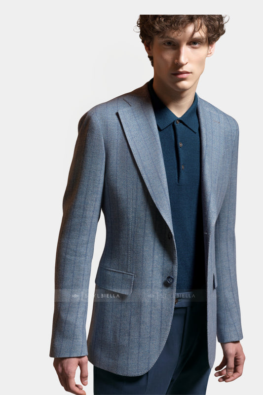 Notch Lapel, Dusty Blue with Stripes, Jacket Only