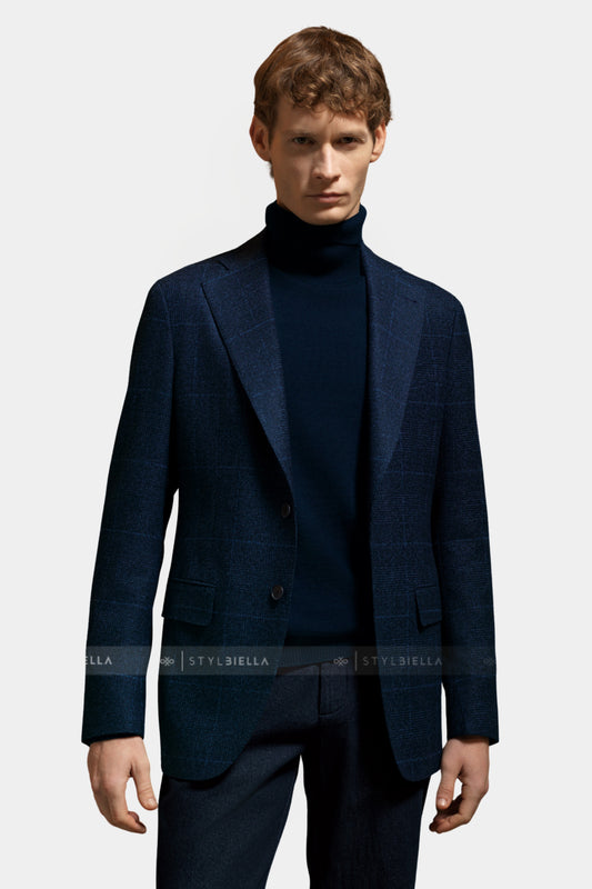 Notch Lapel, Navy Checks, Jacket Only