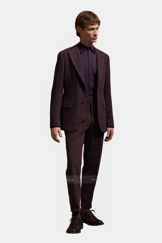 Notch Lapel, Purple Checks, Jacket Only