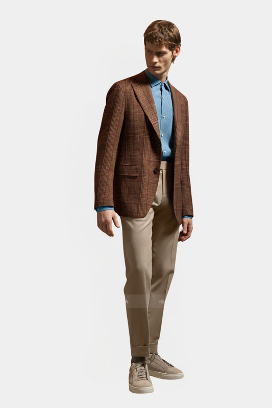 Notch Lapel, Brown Checks, Jacket Only