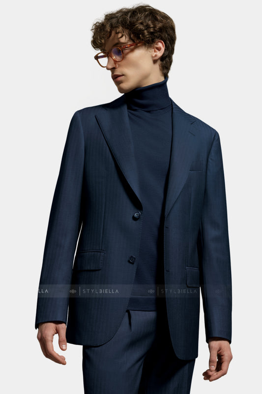 Notch Lapel, Chevron Navy, Stylbiella