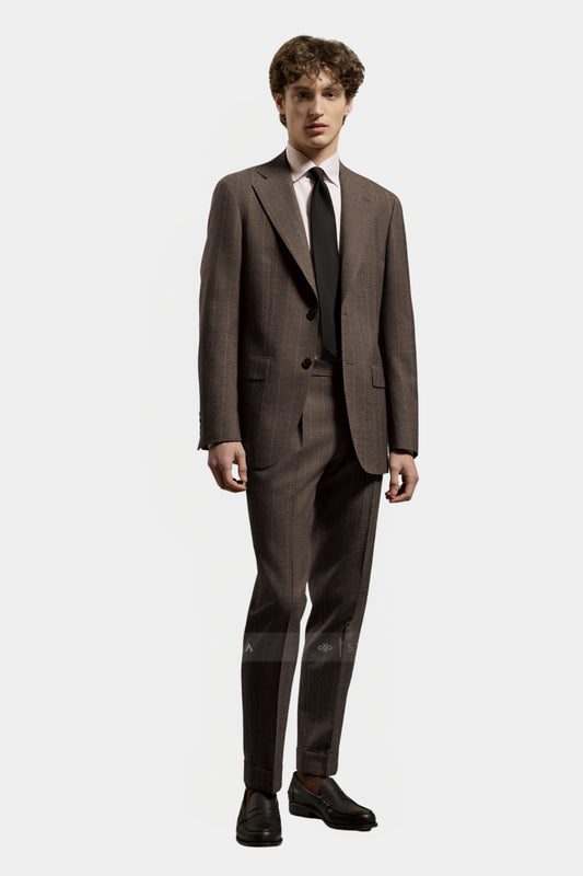 Notch Lapel, Dark Brown with Stripes, Stylbiella