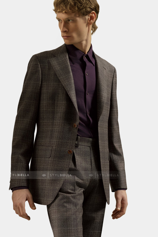 Notch Lapel, Chocolate Brown Checks, Stylbiella