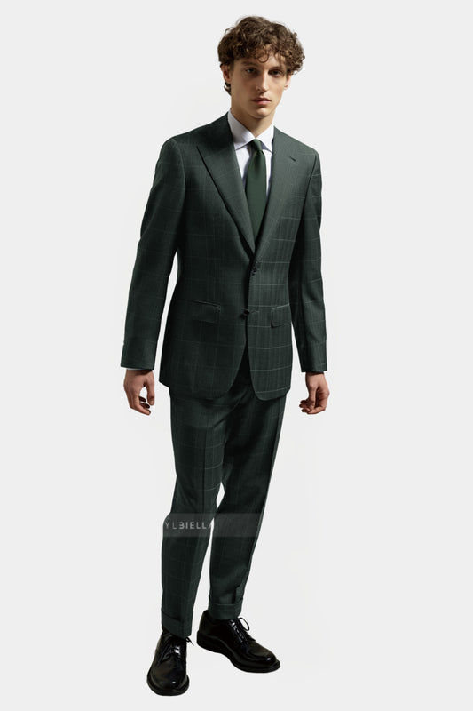 Notch Lapel, Dark Green with Checks, Stylbiella