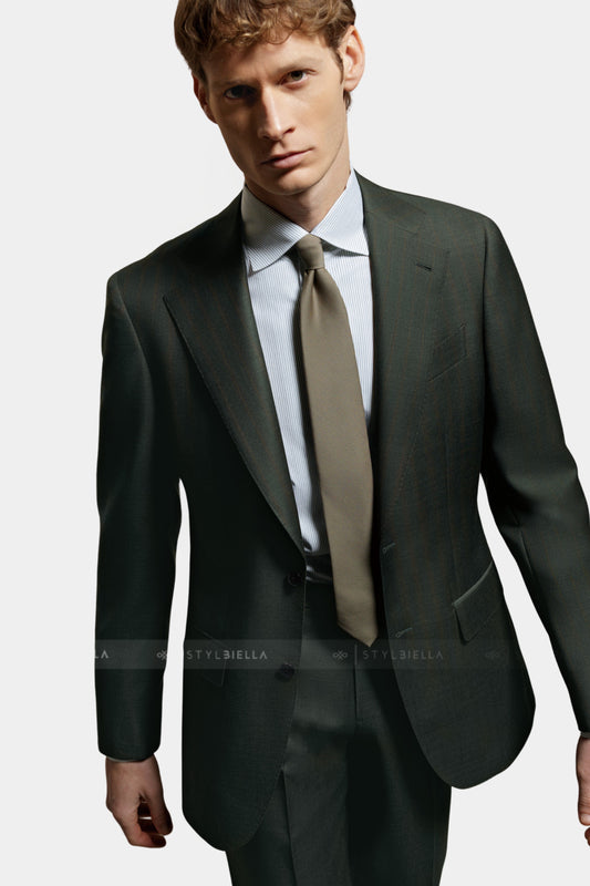 Notch Lapel, Olive with Stripes, Stylbiella