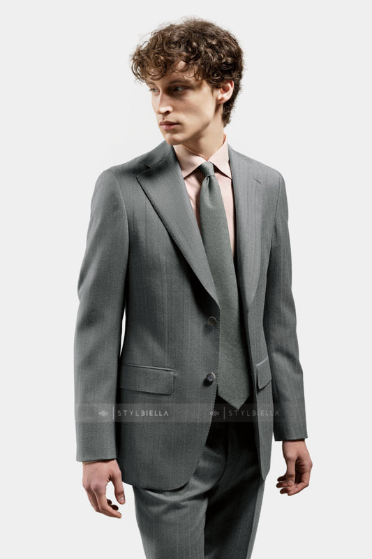 Notch Lapel, Light Grey with Stripes, Stylbiella