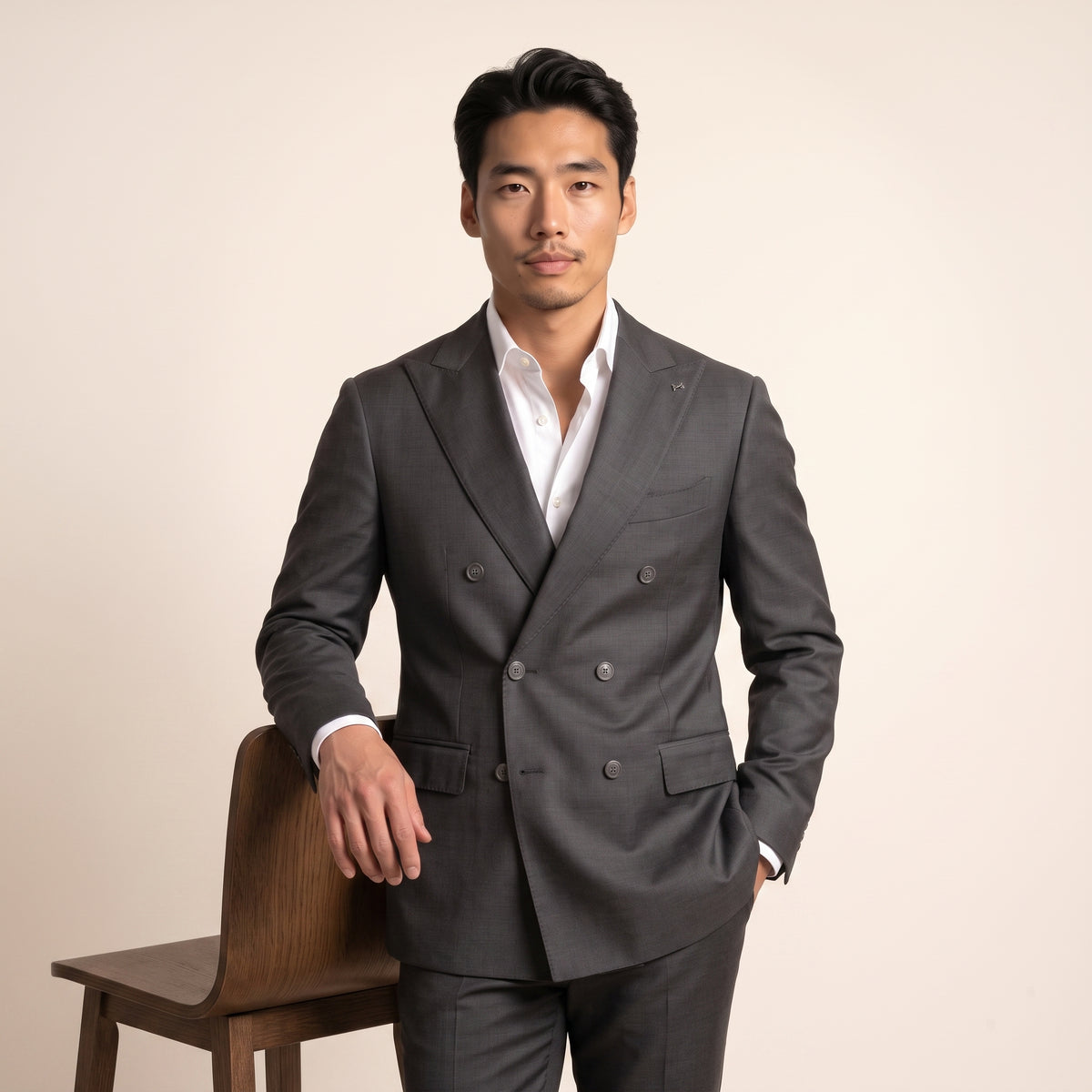 Notch Lapel, 2 pcs Suit, Charcoal Grey, Pure Wool, Loro Piana Australis Super 150's
