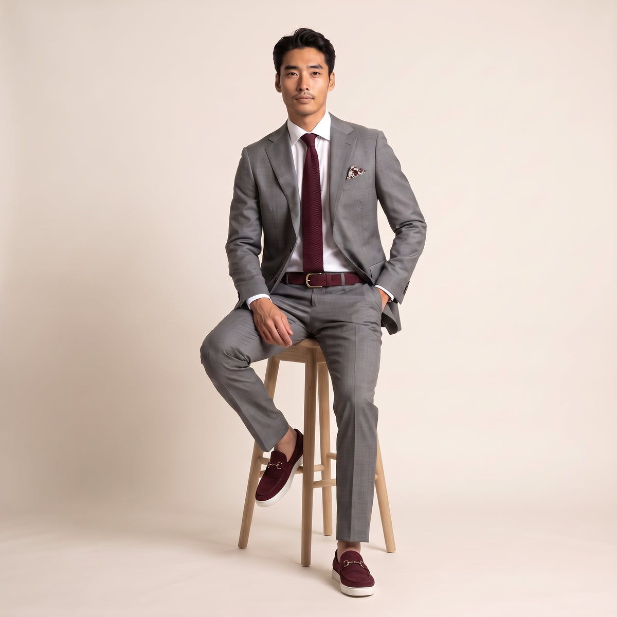 Notch Lapel, 2 pcs Suit, Grey, Pure Wool, Delfino Super 130's
