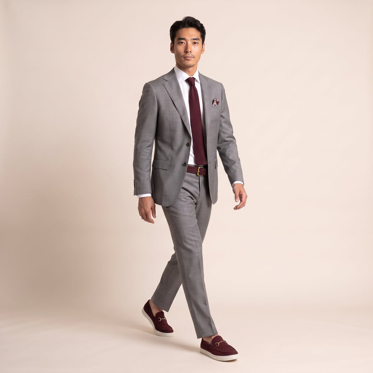 Notch Lapel, 2 pcs Suit, Grey, Pure Wool, Delfino Super 130's