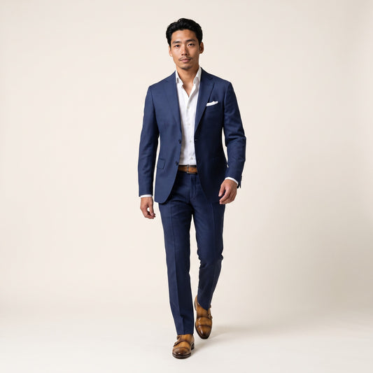Notch Lapel, 2 pcs Suit, Blue, Pure Wool, Vitale Barberis Super 110's