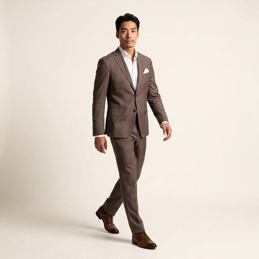 Notch Lapel, 2 pcs Suit, Brown, Pure Wool, Zignone Super 120's
