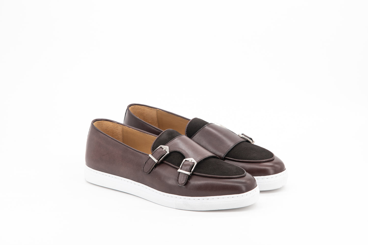 Leather Double Monk Belgian Low Sneakers │ Brown