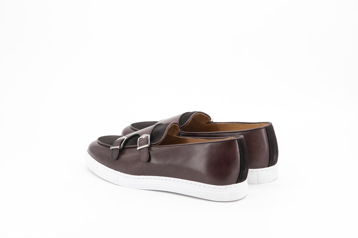Leather Double Monk Belgian Low Sneakers │ Brown
