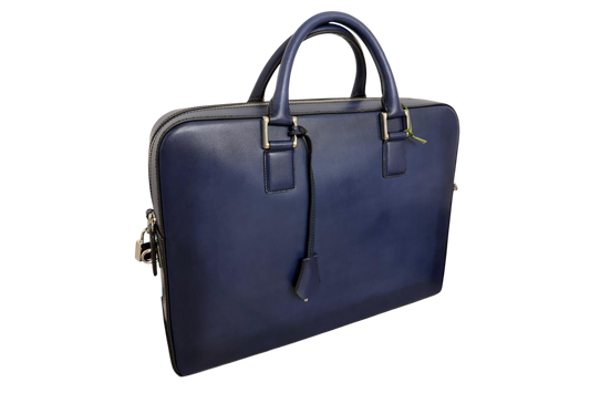 Leather Business Bag│ Navy Patina