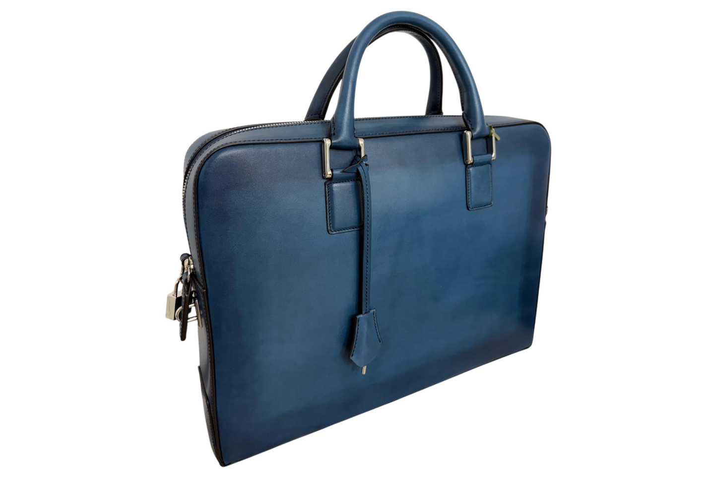 Leather Business Bag│ Blue Patina